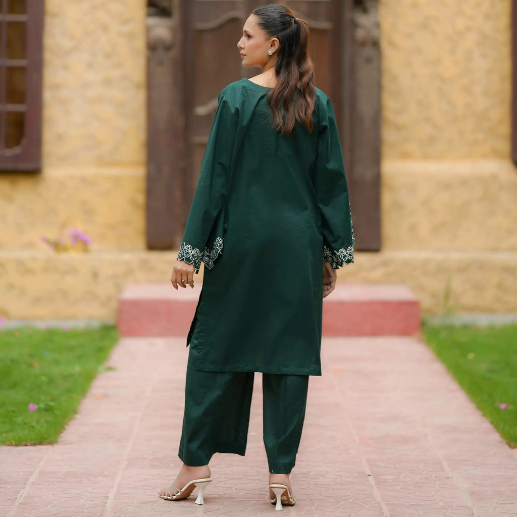 Mehr | Dark Green Embroidered Lawn 3-Piece