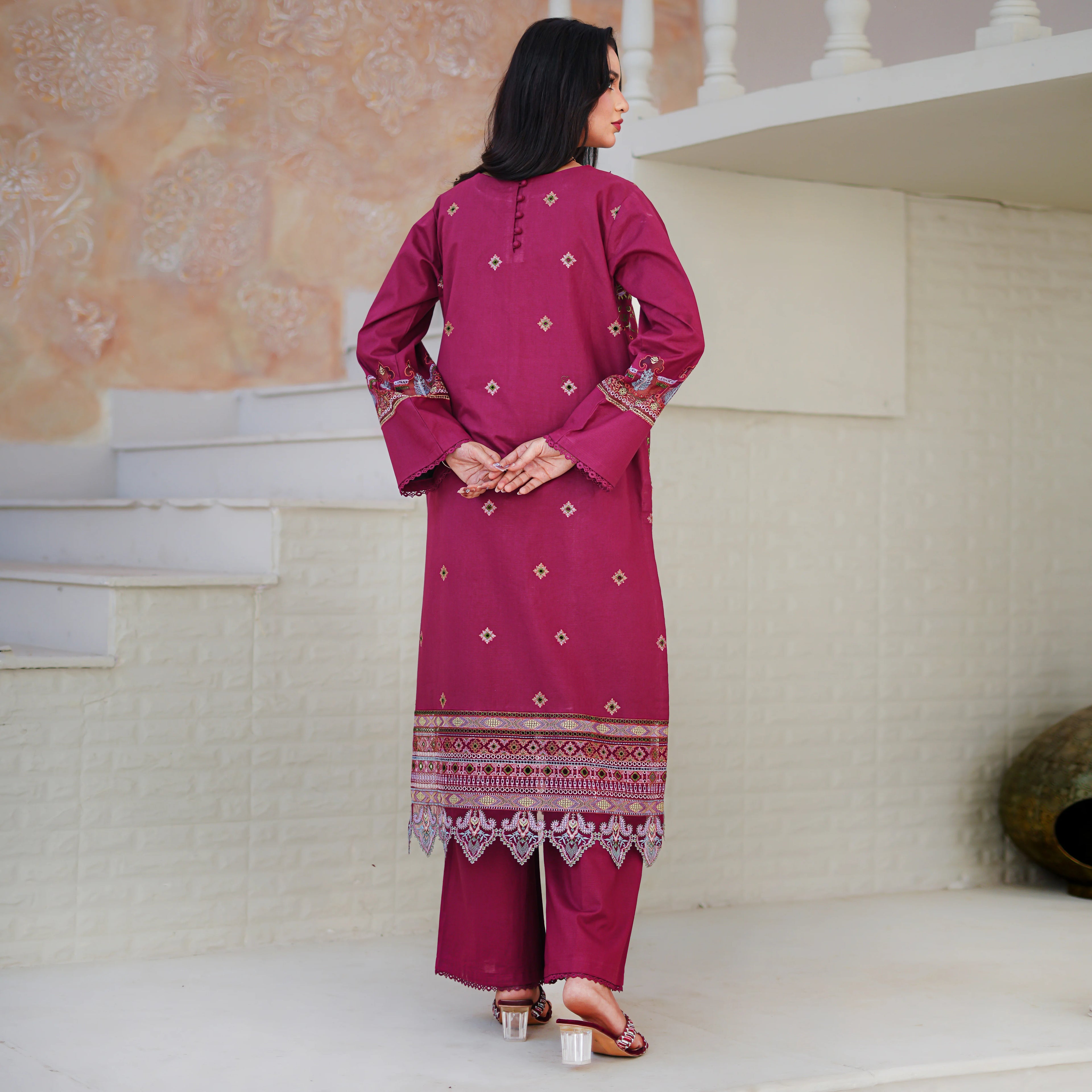 MIRAS | Deep Maroon Embroidered 2-Piece Suit