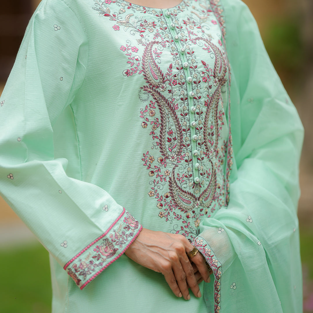 Nageen | Mint Green Embroidered Lawn 3-Piece