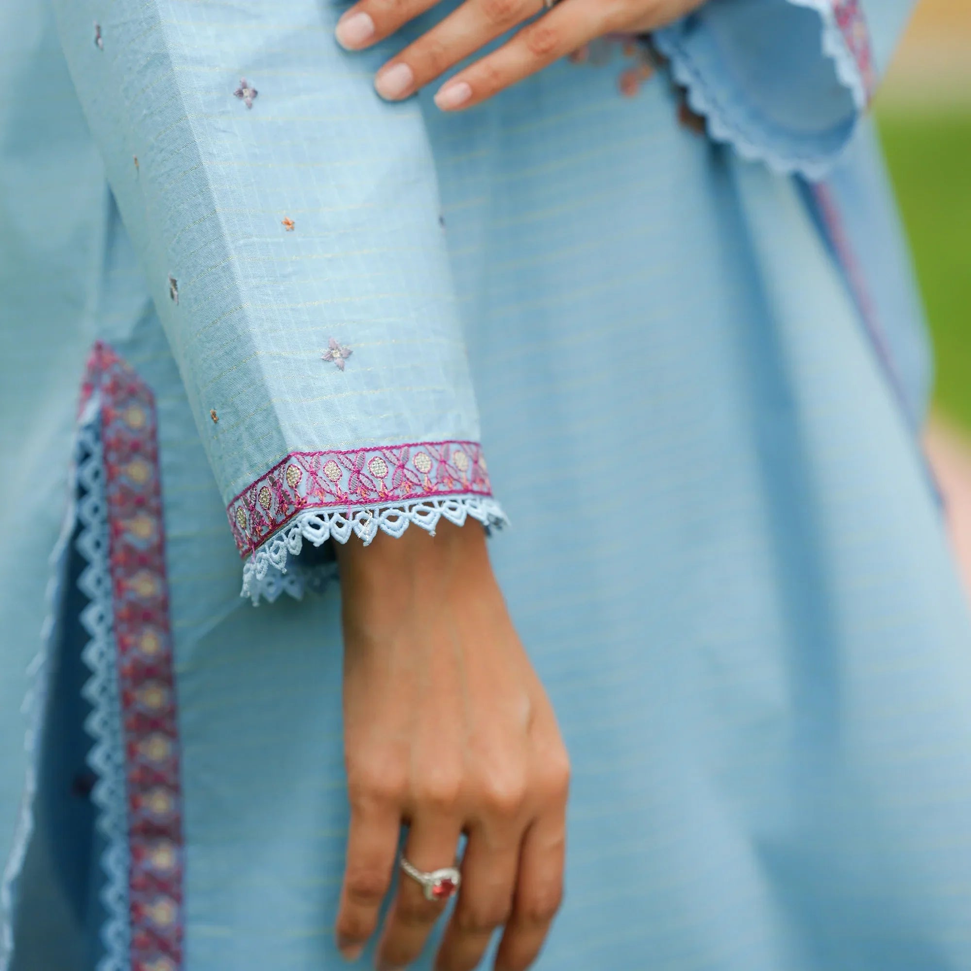 Afsana | Powder Blue Embroidered Lawn 3-Piece