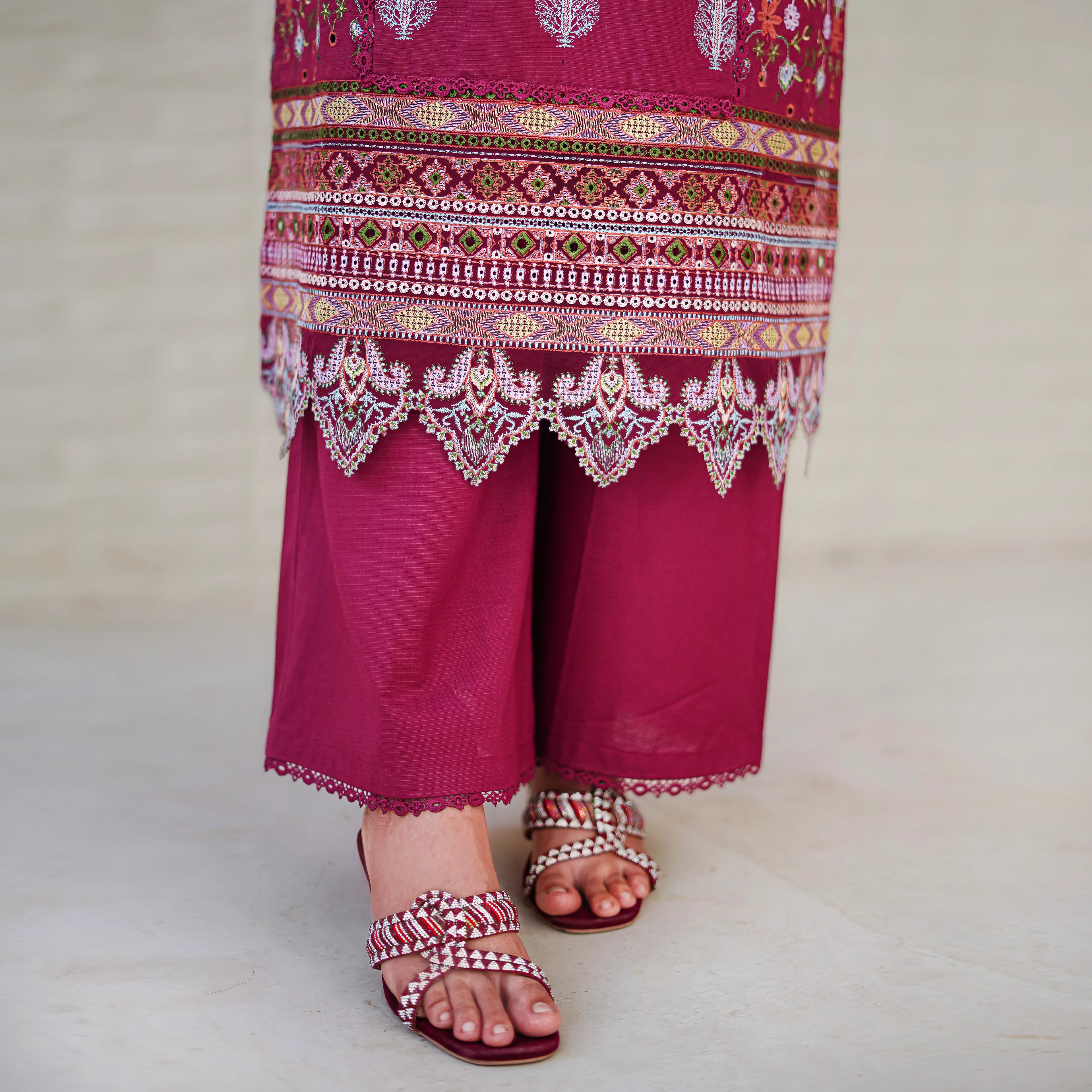 MIRAS | Deep Maroon Embroidered 2-Piece Suit