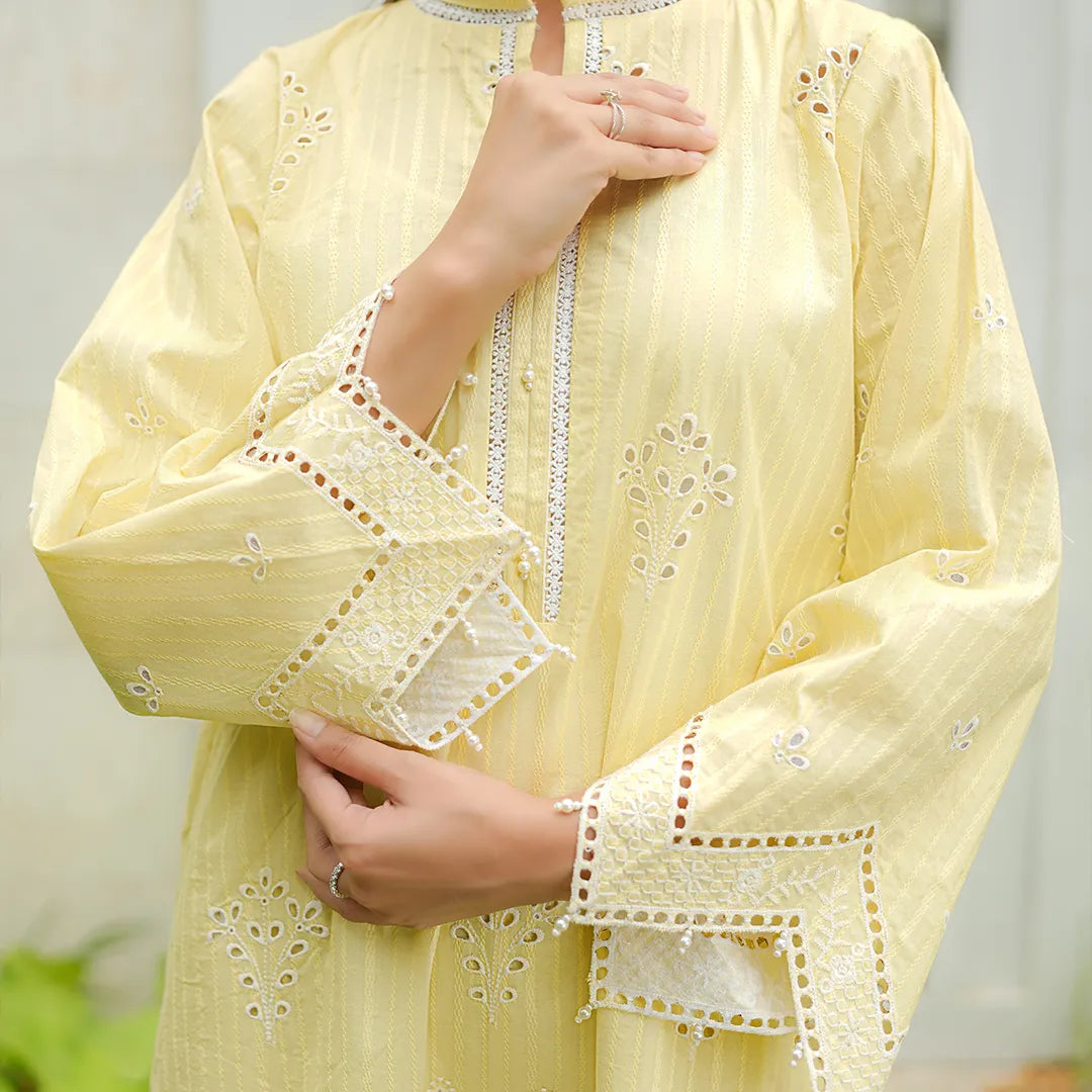 Kesar – Yellow Schiffli 3-Piece Outfit
