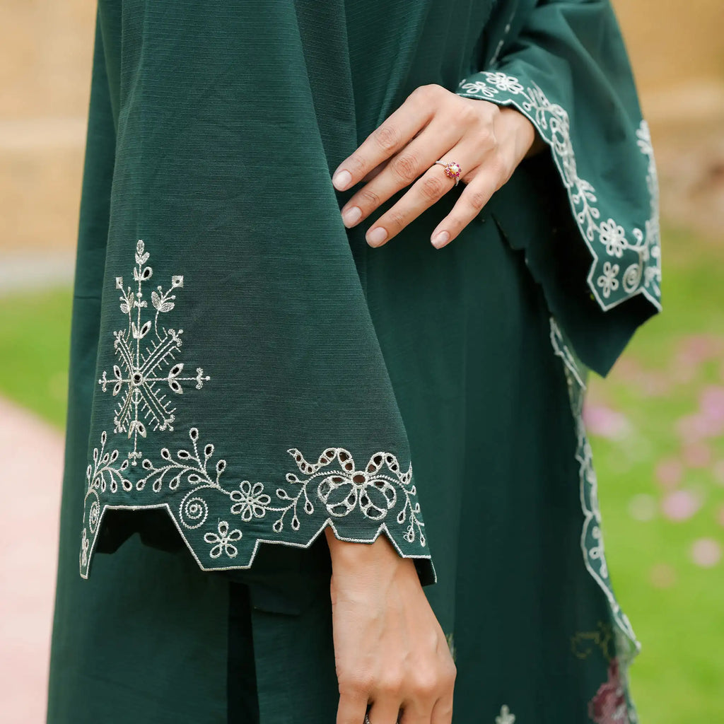 Mehr | Dark Green Embroidered Lawn 3-Piece