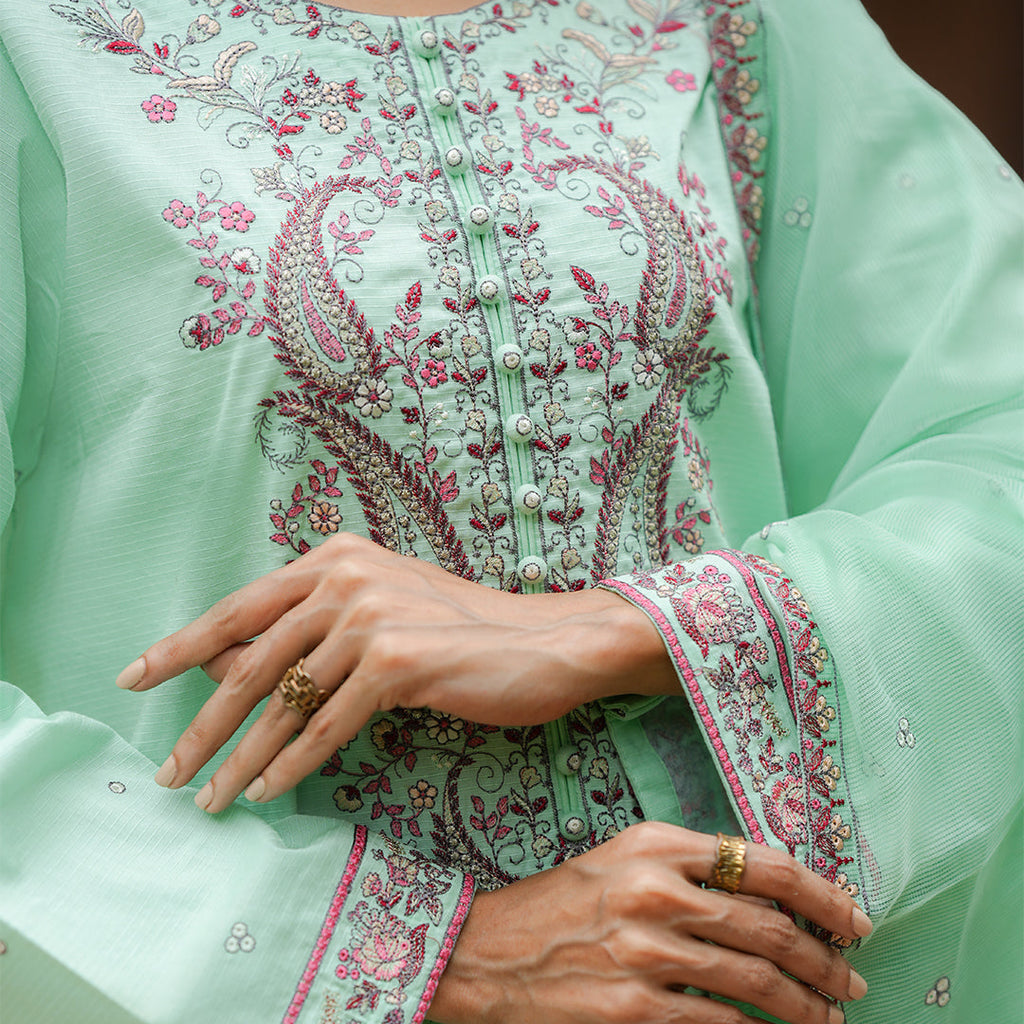 Nageen | Mint Green Embroidered Lawn 3-Piece