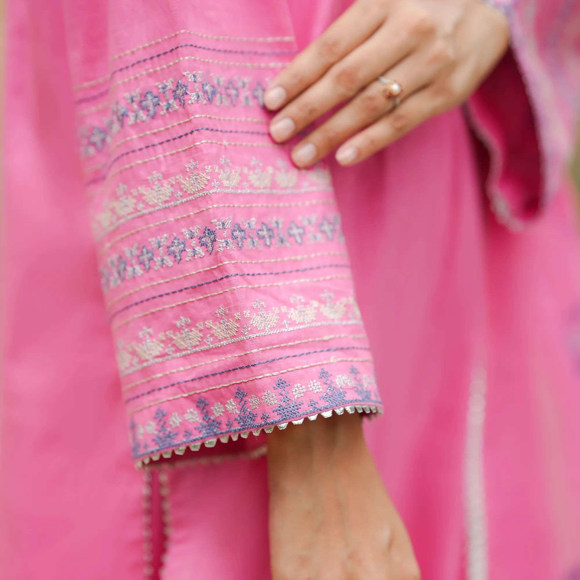 Gulnaar | Pink Embroidered Lawn 3-Piece