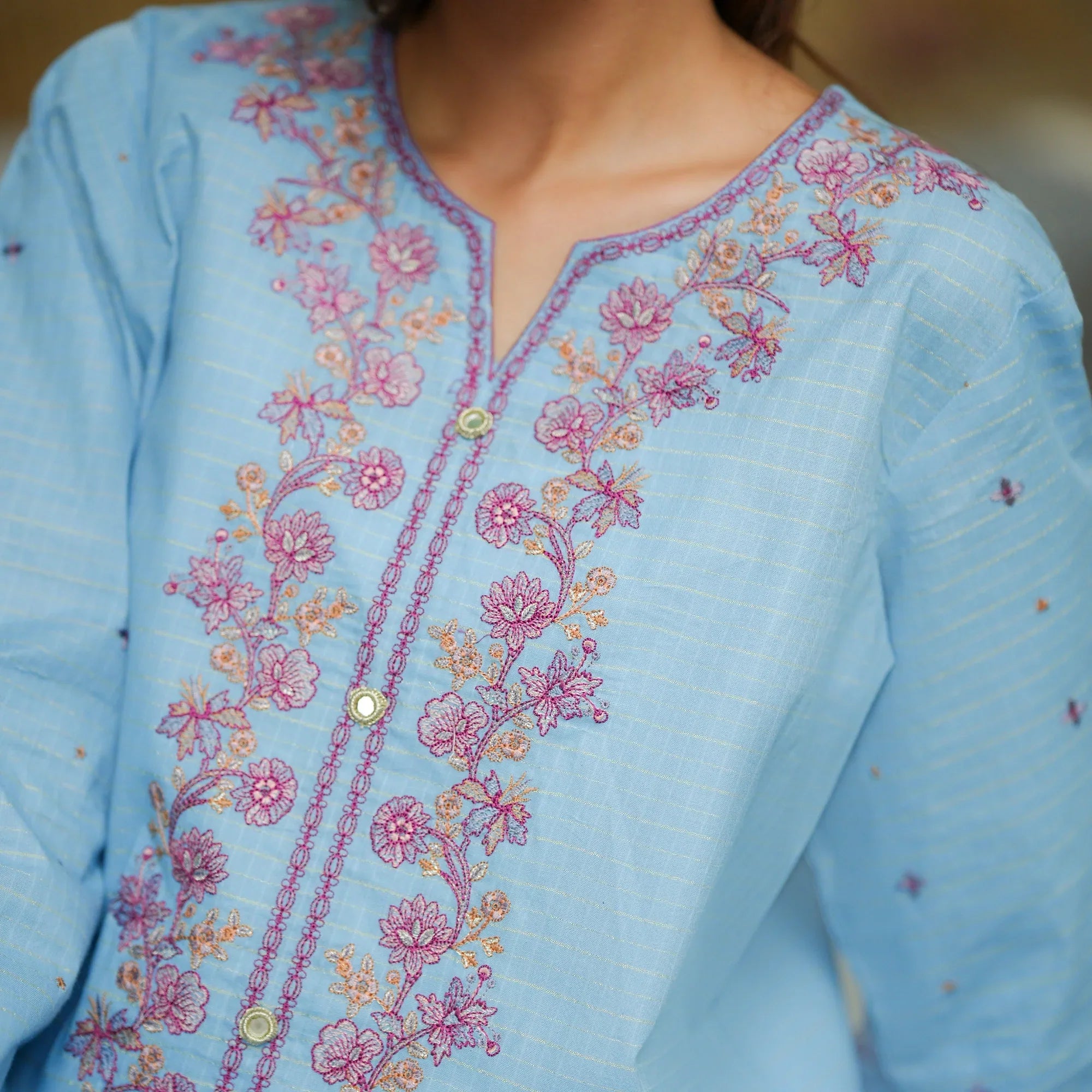 Afsana | Powder Blue Embroidered Lawn 3-Piece