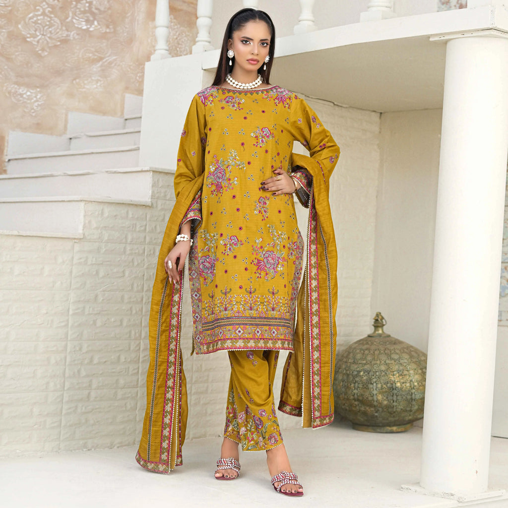 GHAZAL | Mustard Yellow Floral 3-Piece Suit