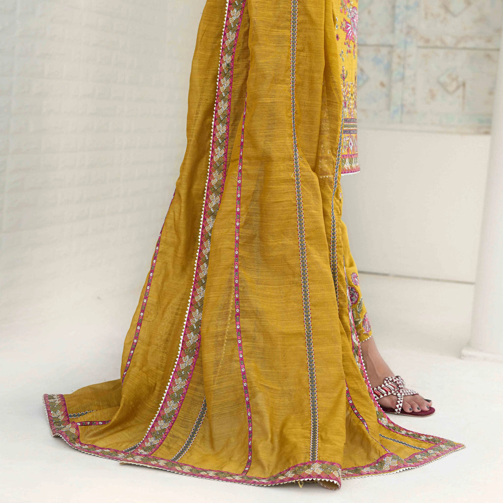 GHAZAL | Mustard Yellow Floral 3-Piece Suit