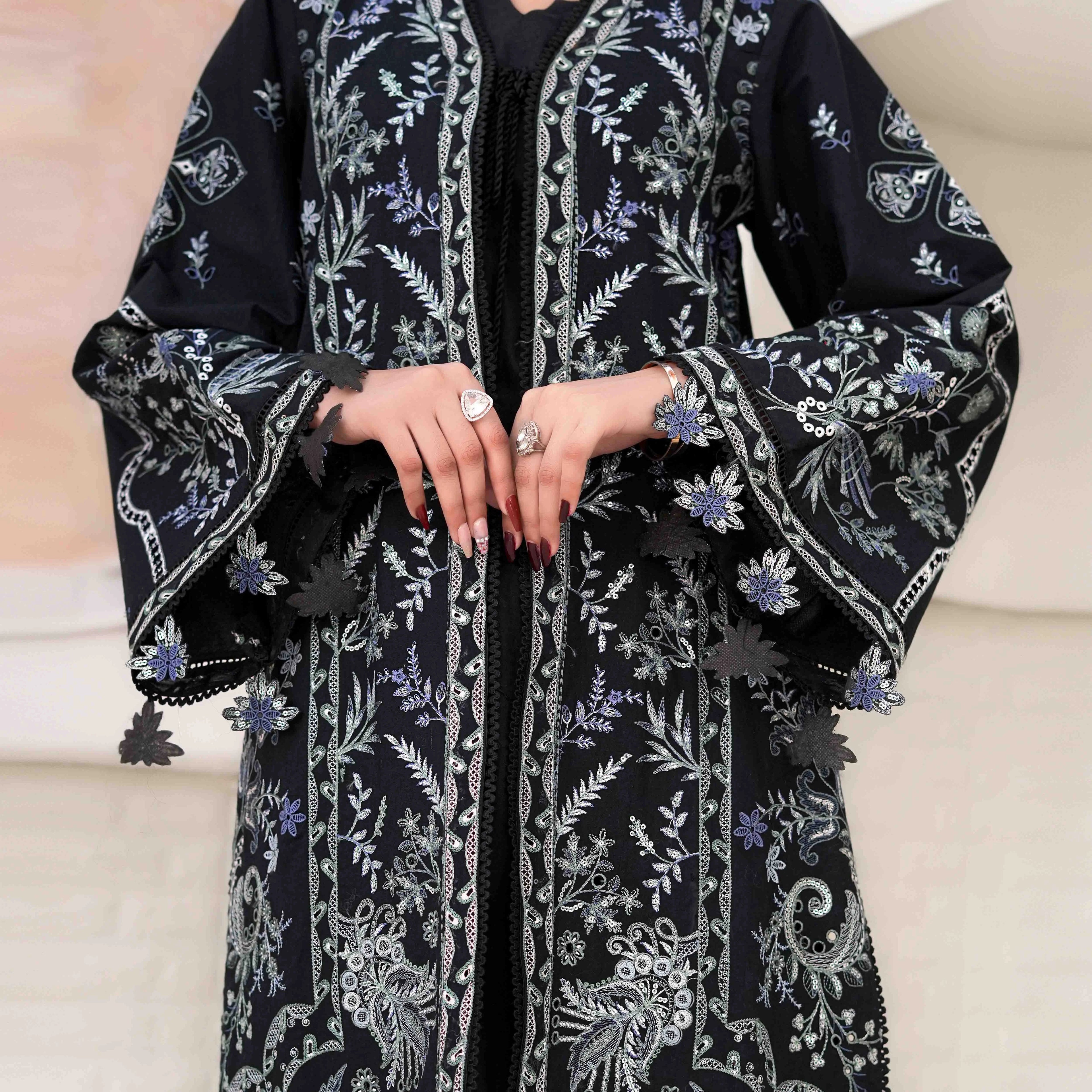 KAHKASHAN | Black & Silver 3-Piece Suit