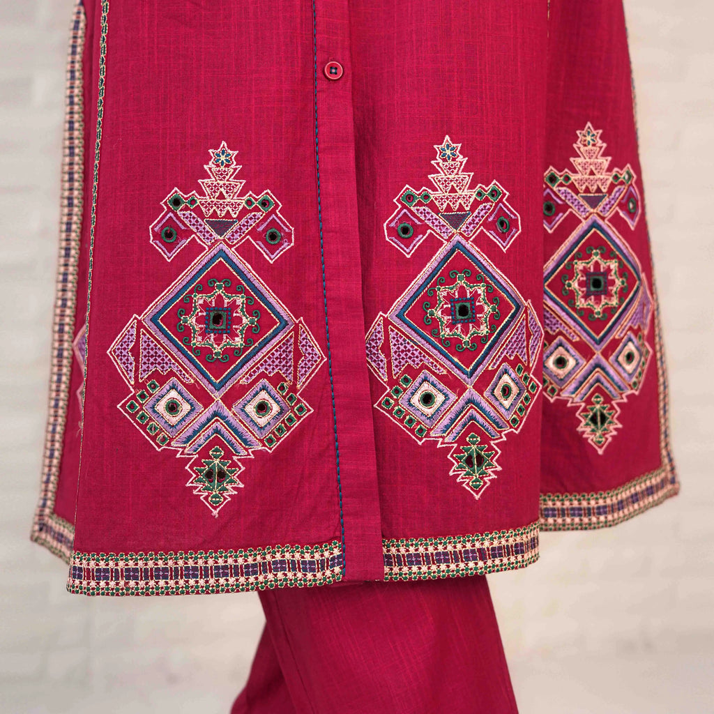 RIVAJ | Deep Maroon Belted 2-Piece Suit