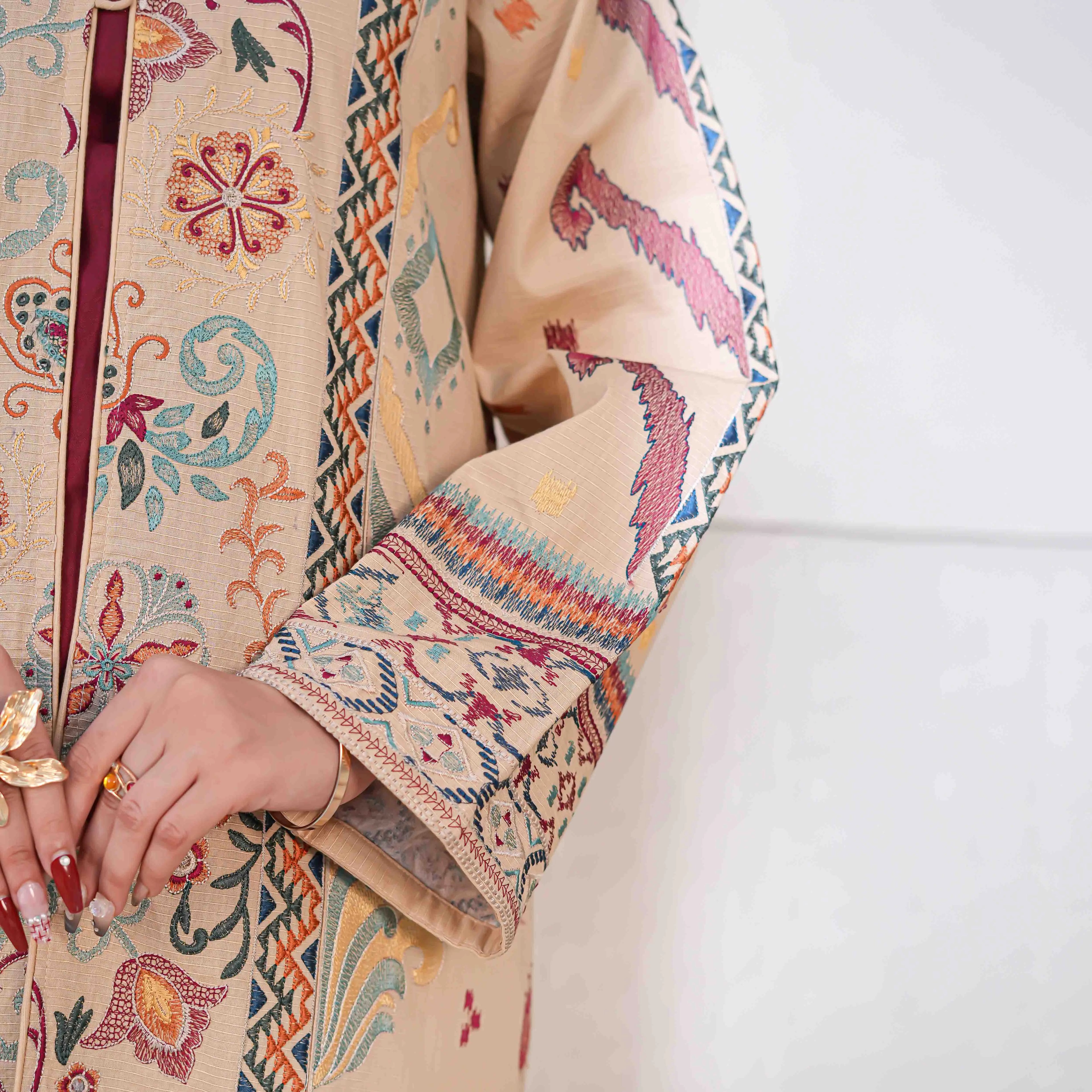 ROOHI | Beige/Sand Printed 2-Piece Suit